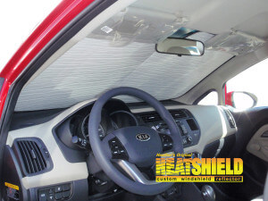 Heatshield Windshield Sun Shade for 2014 Kia Rio (interior view)