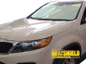 Heatshield Windshield Sun Shade for 2011, 2012, 2013, 2014, 2015 Kia Sorento (exterior view)