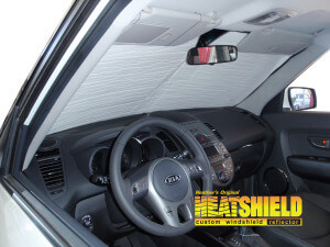 Heatshield Windshield Sun Shade for 2013 Kia Soul (interior view)