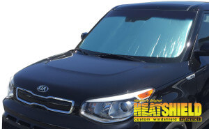 Heatshield Windshield Sun Shade for 2014, 2015, 2016, 2017, 2018, 2019 Kia Soul (exterior view)