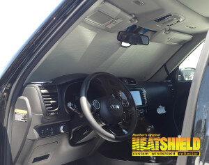 Heatshield Windshield Sun Shade for 2016 Kia Soul (interior view)