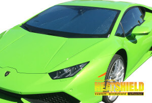 Heatshield Windshield Sun Shade for 2015-2024 Lamborghini Huracan (exterior view)