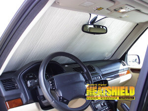 Heatshield Windshield Sun Shade for 2004 Land Rover Range Rover (interior view)