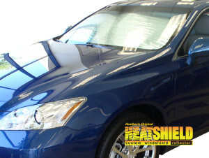 Heatshield Windshield Sun Shade for 2007, 2008, 2009, 2010, 2011, 2012 Lexus ES350 (exterior view)