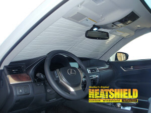 Heatshield Windshield Sun Shade for 2015 Lexus GS350 (interior view)