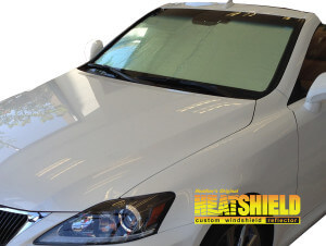 Heatshield Windshield Sun Shade for 2014, 2015 Lexus IS250 (exterior view)