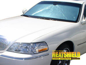 Heatshield Windshield Sun Shade for 1998-2011 Lincoln Town Car (exterior view)