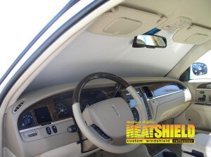 Heatshield Windshield Sun Shade for 1999 Lincoln Town Car (interior view)