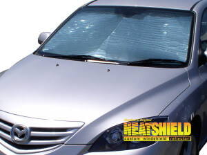 Heatshield Windshield Sun Shade for 2004, 2005, 2006, 2007, 2008, 2009 Mazda Mazda3 (exterior view)