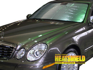 Heatshield Windshield Sun Shade for 2003-2009 Mercedes E-Class (211) (exterior view)