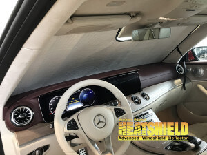 Heatshield Windshield Sun Shade for 2018 Mercedes E-Class (interior view)
