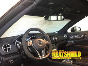 Heatshield Windshield Sun Shade for 2013 Mercedes SL-Class (interior view)