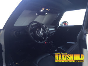 Heatshield Windshield Sun Shade for 2017 Mini Cooper (interior view)