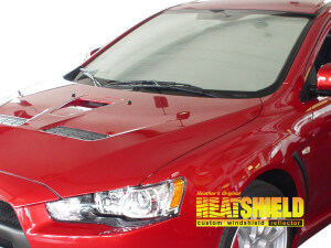 Heatshield Windshield Sun Shade for 2008-2017 Mitsubishi Lancer (exterior view)