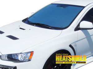 Heatshield Windshield Sun Shade for 2008-2016 Mitsubishi Lancer Evolution (exterior view)