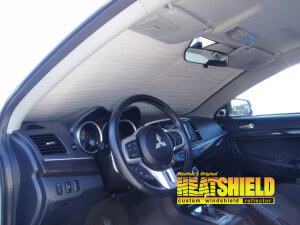 Heatshield Windshield Sun Shade for 2008 Mitsubishi Lancer Evolution (interior view)