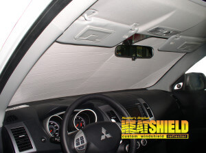 Heatshield Windshield Sun Shade for 2008 Mitsubishi Outlander (interior view)