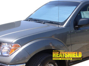 Heatshield Windshield Sun Shade for 2005-2012 Nissan Frontier (exterior view)