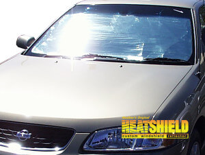 Heatshield Windshield Sun Shade for 2000-2006 Nissan Sentra (exterior view)