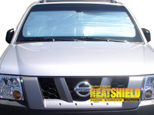 Heatshield Windshield Sun Shade for 2005-2015 Nissan Xterra (exterior view)