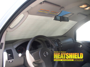 Heatshield Windshield Sun Shade for 2011 Nissan Xterra (interior view)