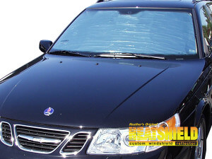 Heatshield Windshield Sun Shade for 1999-2011 Saab 9-5 (exterior view)