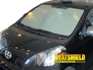 Heatshield Windshield Sun Shade for 2012, 2013, 2014, 2015 Scion iQ (exterior view)