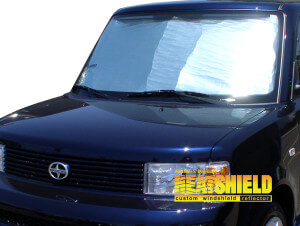 Heatshield Windshield Sun Shade for 2004, 2005, 2006 Scion xB (exterior view)