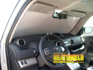 Heatshield Windshield Sun Shade for 2015 Scion xB (interior view)