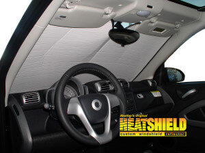 Heatshield Windshield Sun Shade for 2014 Smart Fortwo (interior view)