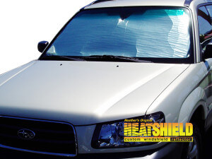 Heatshield Windshield Sun Shade for 2003, 2004, 2005, 2006, 2007, 2008 Subaru Forester (exterior view)