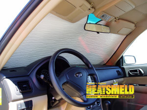 Heatshield Windshield Sun Shade for 2007 Subaru Forester (interior view)