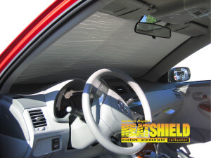 Heatshield Windshield Sun Shade for 2013 Toyota Corolla (interior view)