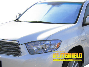 Heatshield Windshield Sun Shade for 2008, 2009, 2010, 2011, 2012, 2013 Toyota Highlander (exterior view)