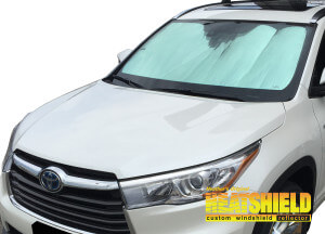 Heatshield Windshield Sun Shade for 2014, 2015, 2016, 2017, 2018, 2019 Toyota Highlander (exterior view)