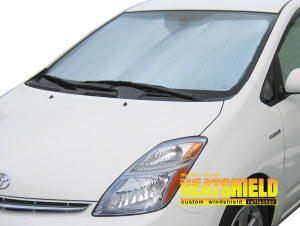 Heatshield Windshield Sun Shade for 2004, 2005, 2006, 2007, 2008, 2009 Toyota Prius (exterior view)