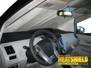 Heatshield Windshield Sun Shade for 2012 Toyota Prius (interior view)