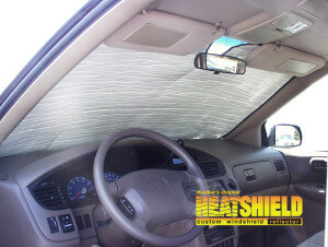 Heatshield Windshield Sun Shade for 2002 Toyota Sienna (interior view)