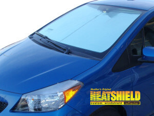 Heatshield Windshield Sun Shade for 2012, 2013, 2014, 2015, 2016 Toyota Yaris (exterior view)