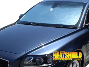 Heatshield Windshield Sun Shade for 2004-2011 Volvo S40 (exterior view)