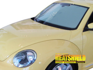 Heatshield Windshield Sun Shade for 2012-2019 Volkswagen Beetle (exterior view)