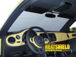 Heatshield Windshield Sun Shade for 2013 Volkswagen Beetle (interior view)