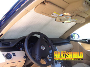 Heatshield Windshield Sun Shade for 2010 Volkswagen Passat (interior view)