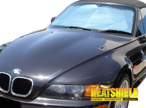 Heatshield Windshield Sun Shade for 1996-2002 BMW Z3 (exterior view)