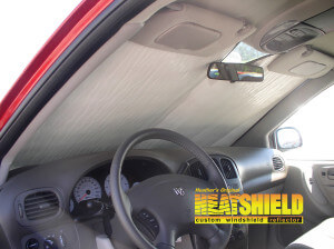 Heatshield Windshield Sun Shade for 2007 Dodge Caravan (interior view)