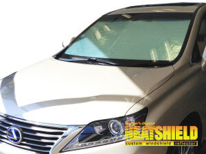 Heatshield Windshield Sun Shade for 2010, 2011, 2012, 2013, 2014, 2015 Lexus RX350 (exterior view)