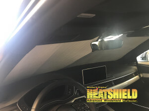 Heatshield Windshield Sun Shade for 2018 Audi A4 (interior view)