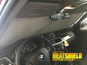 Heatshield Windshield Sun Shade for 2017 BMW 3-Series (F30) (interior view)