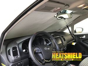 Heatshield Windshield Sun Shade for 2014 Kia Forte (interior view)