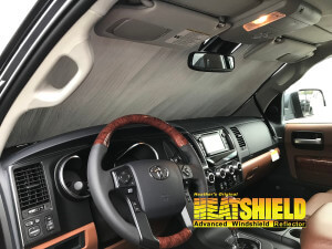 Heatshield Windshield Sun Shade for 2018 Toyota Sequoia (interior view)